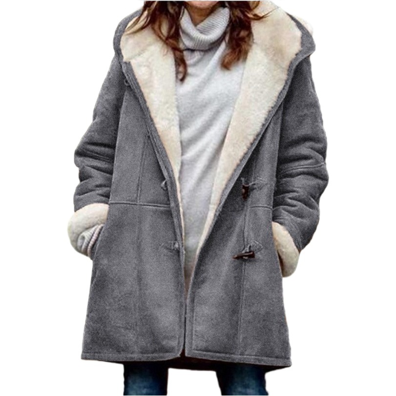 Abrigo de Lana para Mujer de Lana y Poliéster con Capucha para Invierno