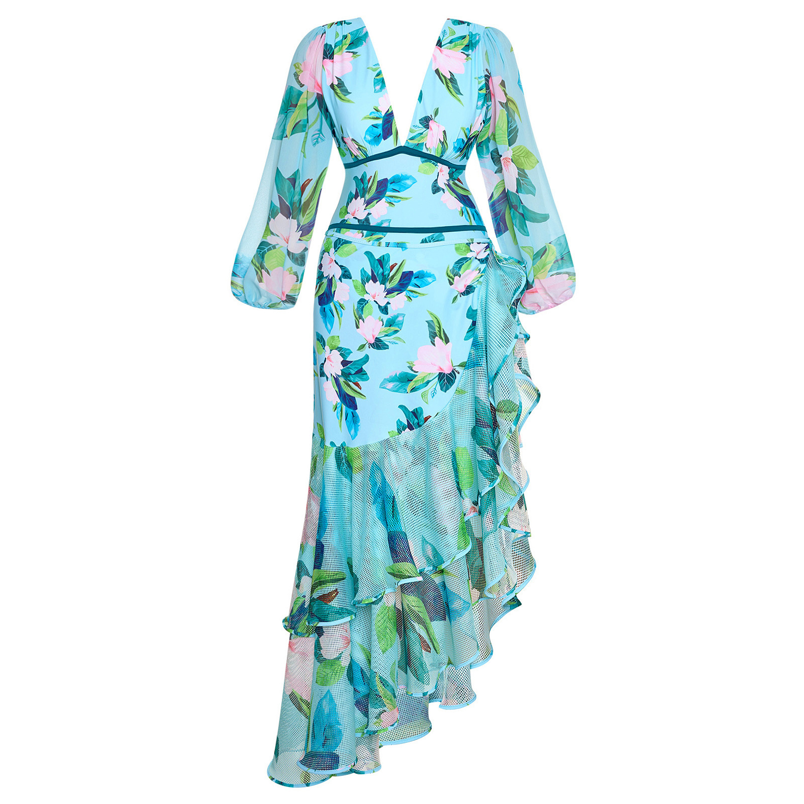 Costume da bagno intero sexy da donna con gonna in rete, set a due pezzi_voghion.com