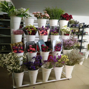 Wrought Iron Flower Stand Flower Shop Multi-layer Flower Shelf Wedding Wrought Iron Bucket Stand Flower Shop Flower Bucket Display Stand Flower Shelf