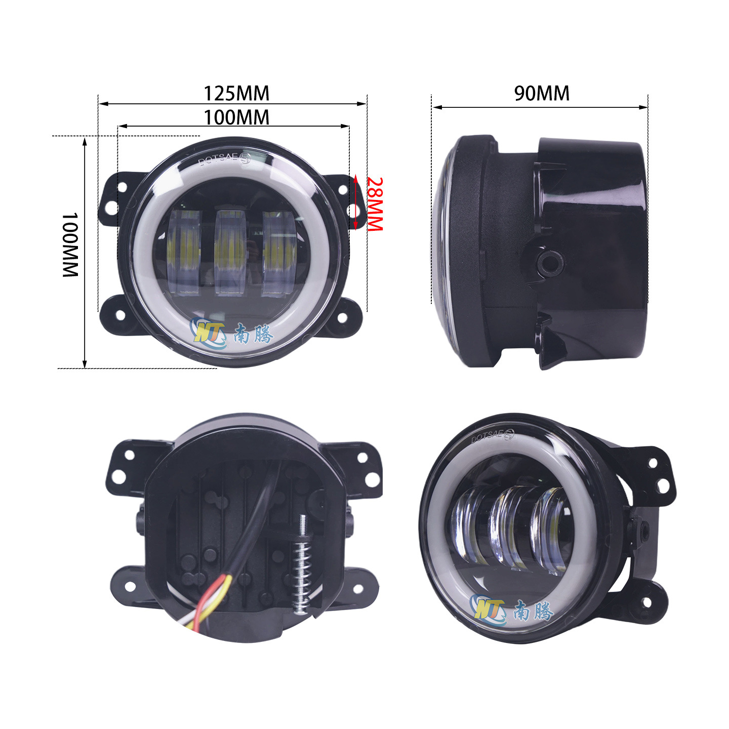 3.5 pulgadas Wrangler fog light shell incrustado fuertínea carcasa de luz de día carcasa de luz de automóvil