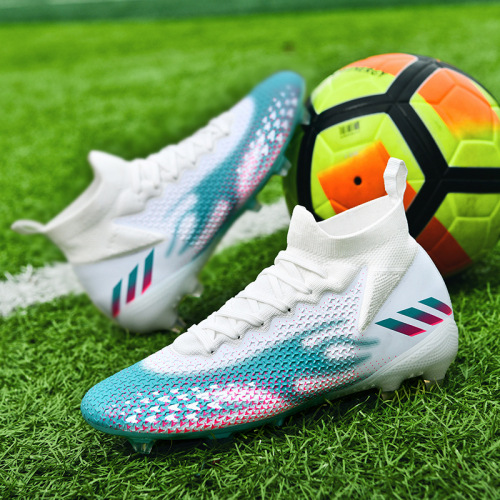 New high-top football shoes, long spikes, seamless flying woven broken spikes, training shoes, men's soccer shoes