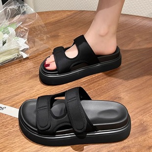 2025 Popular Internet Celebrity New Women's Slippers for Summer Outer Wear Trbottomy Fashion Platform Thick-Soled Beach Shoes Slippers for Women