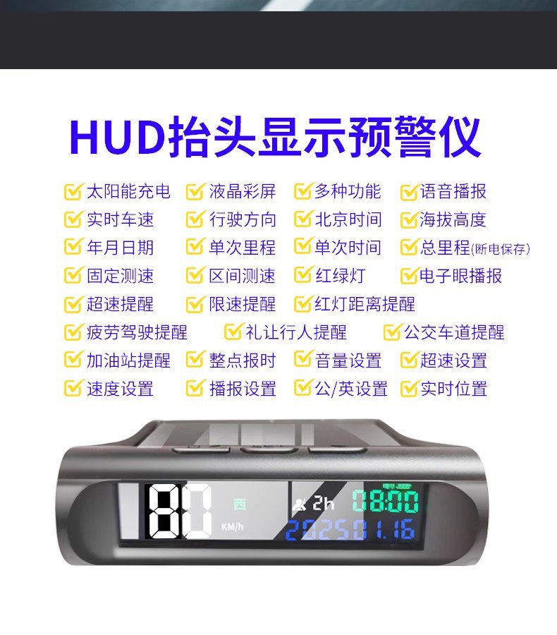 Car-Mounted 2025 New Model Electronic Dog Speed Detector Beidou Wireless Radar Warning Device Hud Head-Up Display Speed