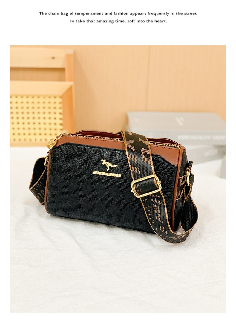 Borsa a tracolla larga da donna con motivo a quadri, stile vintage, modello marsupio, borse all'ingrosso._voghion.com