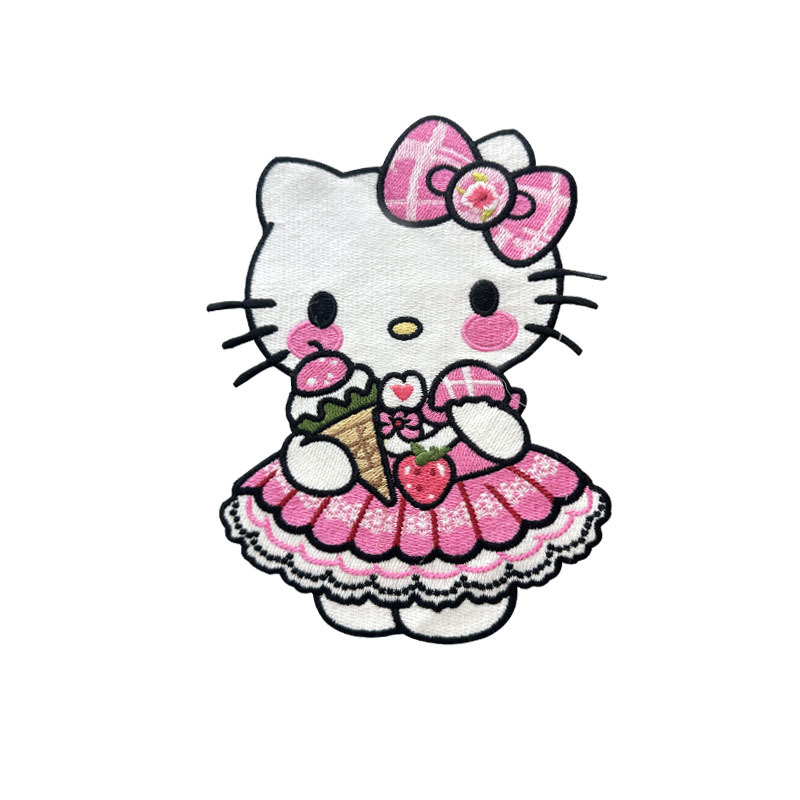 Cartoon al por mayor bordado por computadora kt pegatinas de tela de gato Sanliogou diy pegatinas de parche tejido cesta de ropa adorno accesorios pegatinas