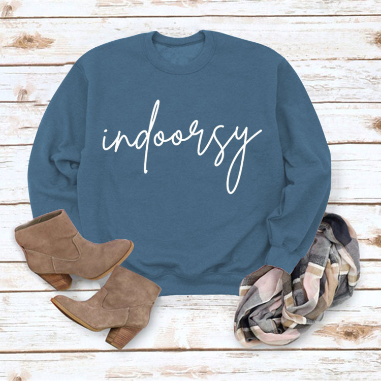 Indoorsy en stock Jersey cuello redondo europeo y americano Top manga larga impresa suelta simple suéter transfronterizo Comercio exterior al por mayor