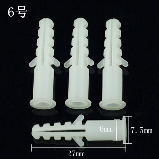 Tubo de expansión blanco/tornillo de expansión de plástico tapón de goma de expansión 6MM 8MM 10MM 12MM 1000 piezas/paquete image 6