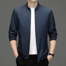 2024秋季新款棒球领夹克中青年休闲男士纯色外套时尚潮流薄代发