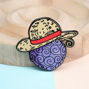 One Piece Devil Fruit Enamel Brooch Wearing Straw Hat Fruit Metal Badge Accessories