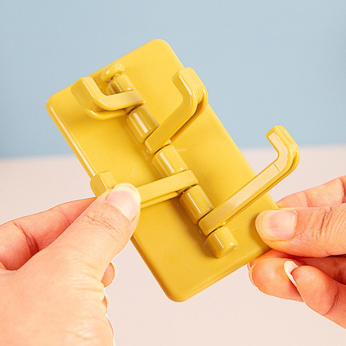 Four-link rotating adhesive hooks with contrasting color accordion hooks for bathroom and kitchen walls without punching holes and for hanging clothes hooks behind the door