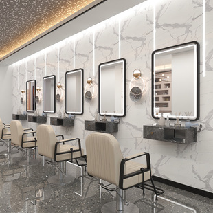 Internet-famous Barber Shop Mirror Hair Salon Hair Cutting and Perm Dyeing Wall-mounted Single-sided Mirror Table Cabinet with Light Integrated Other