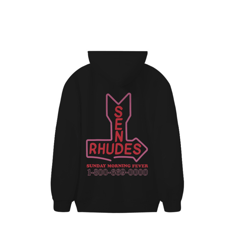 25S跨境欧美潮牌RHUDE几何字母图案印花连帽卫衣男女高街帽衫外套|undefined