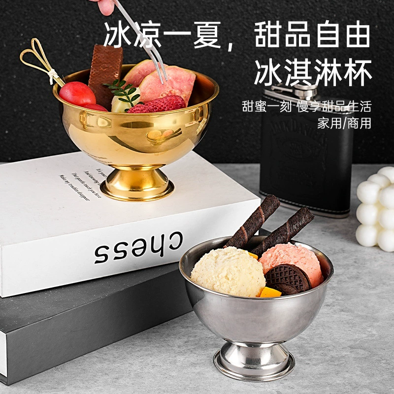 Переходный хардлайнсург stainless steel салатныйcup со льдомcup мороженого чашка для мороженого высокая миска для супа перекус фруктовый пудинг десерт чашка