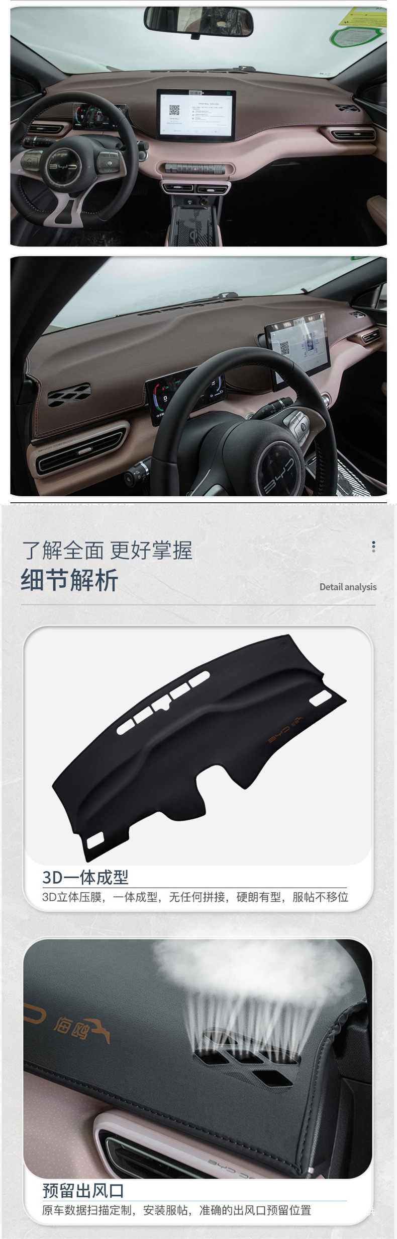 Byd Seagull Dashboard Sunshade Mat Car Interior Decoration Accessories Workbench Center Console Sun Protection Mat Front Desk Light Blocking Mat