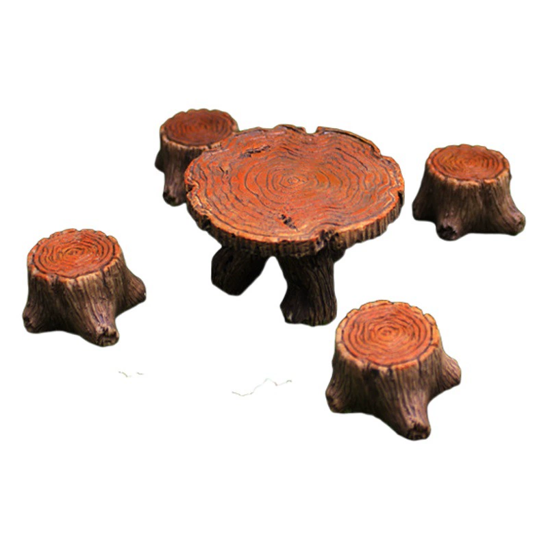 Трансграничный микроландшафтный сад, деревянный свайный стол и стул, маленькие украшения, внешнеторговые ремесла, аксессуары для садового искусства, изделия из смолы