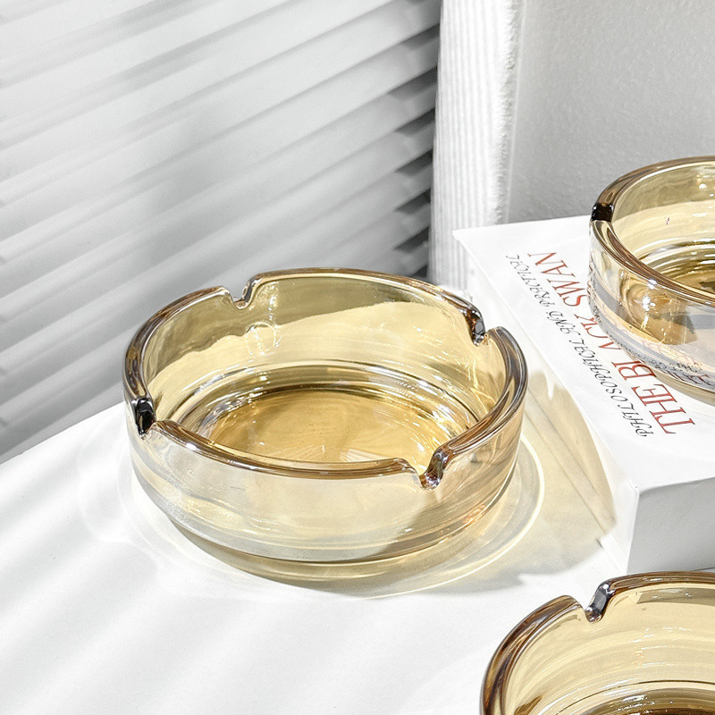 (2개) INS 스타일 라이트 럭셔리 패션 클래식 크리에이티브 홈 침실 호텔 사무실 트렌디 라운드 유리 재떨이