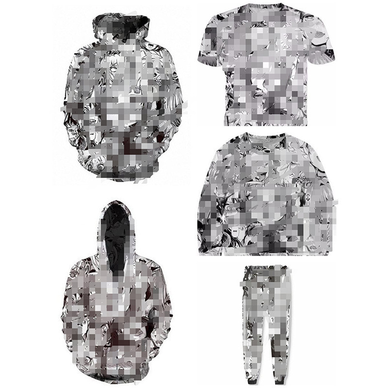 New Black and White Cartoon Color Cartoon Black Yan Otaku Men's Sweater 3D Digital Printing Casual Hooded Men's Sweater New Black and White Cartoon Color Cartoon Black Yan Otaku Men's Sweater 3D Digital Printing Casual Hooded Men's Sweater