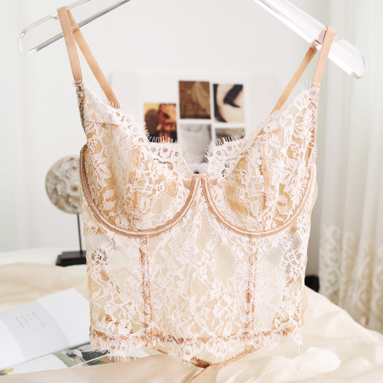 Bone Clothes New French Style Eyelash Lace Underwear Women's Ultra-thin Soft Steel Bra Breathable Comfortable Bra Large Chest Shallowingly