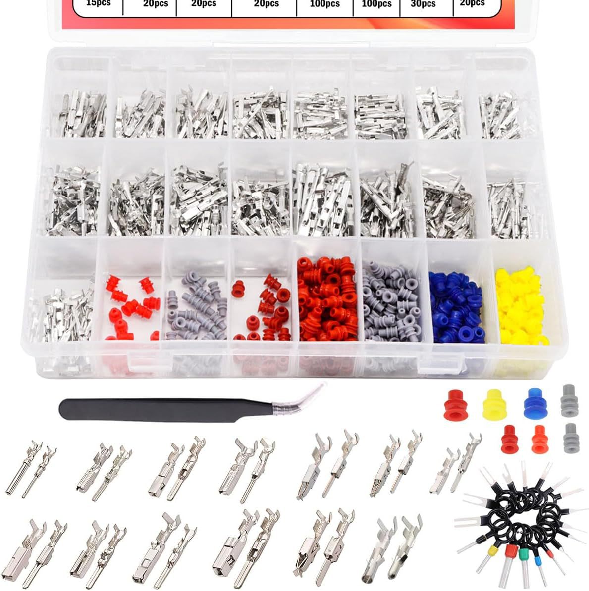 Seamaka 700Pcs 26 Type Car Electrical Wire Terminal Pins Con