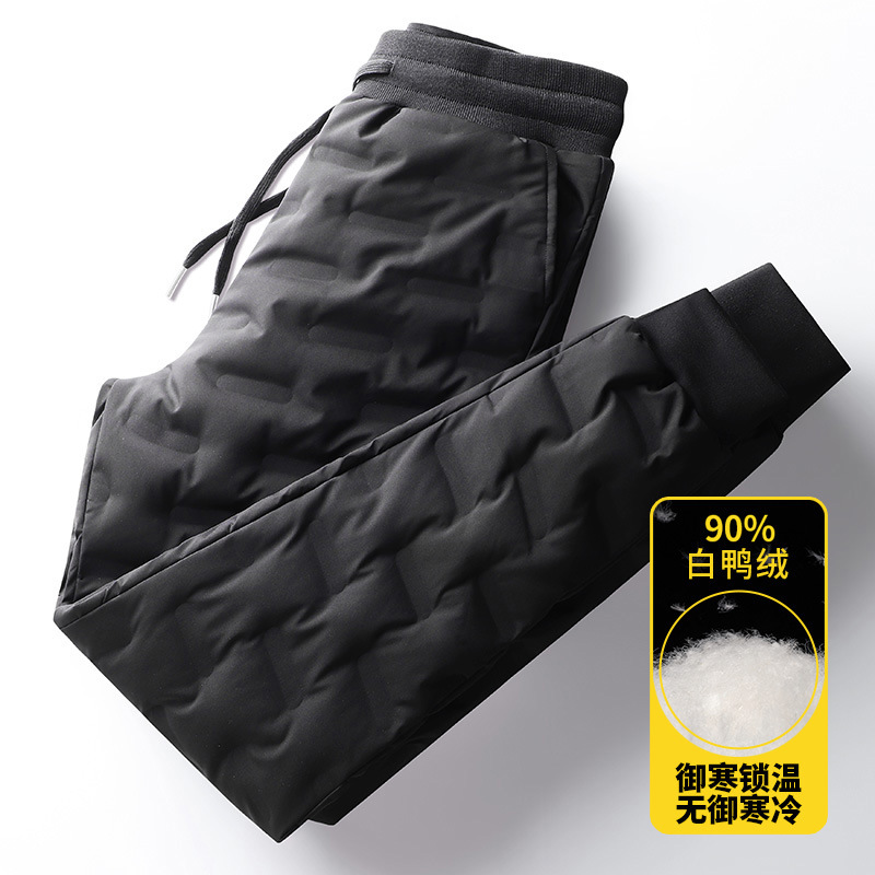 Men's velvet winter keep warm travel trousers with down for leisure…