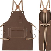跨境防水防油帆布围裙咖啡店厨房家用围腰园艺牛仔工作背带围裙