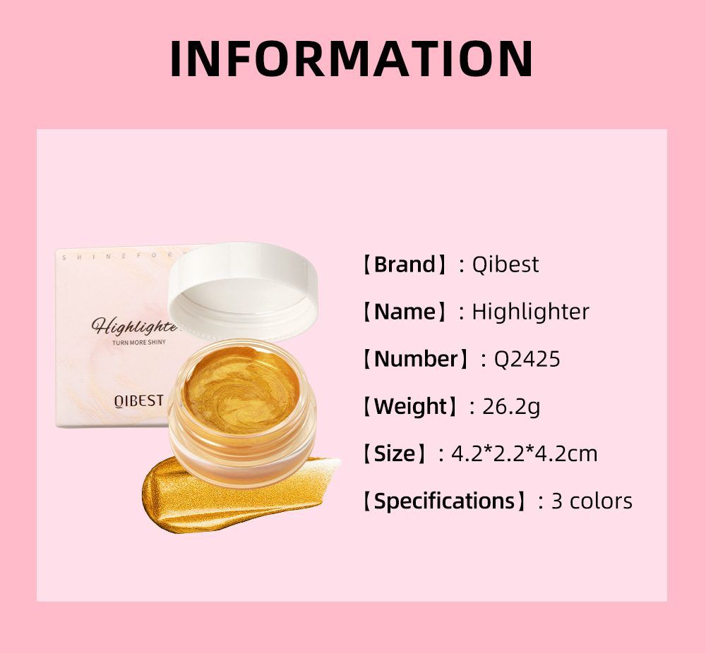 QIBEST Cross-border Sparkling High-Gloss Cream: Natural pearlescent facial contouring, full-body brightening, contour modification, High-gloss makeup undefined