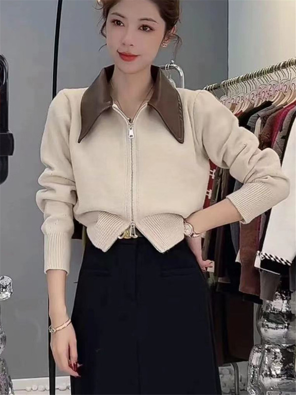 韩系穿搭时尚套装裙秋季显瘦气质减龄拉链针织毛衣半身裙子两件套|undefined