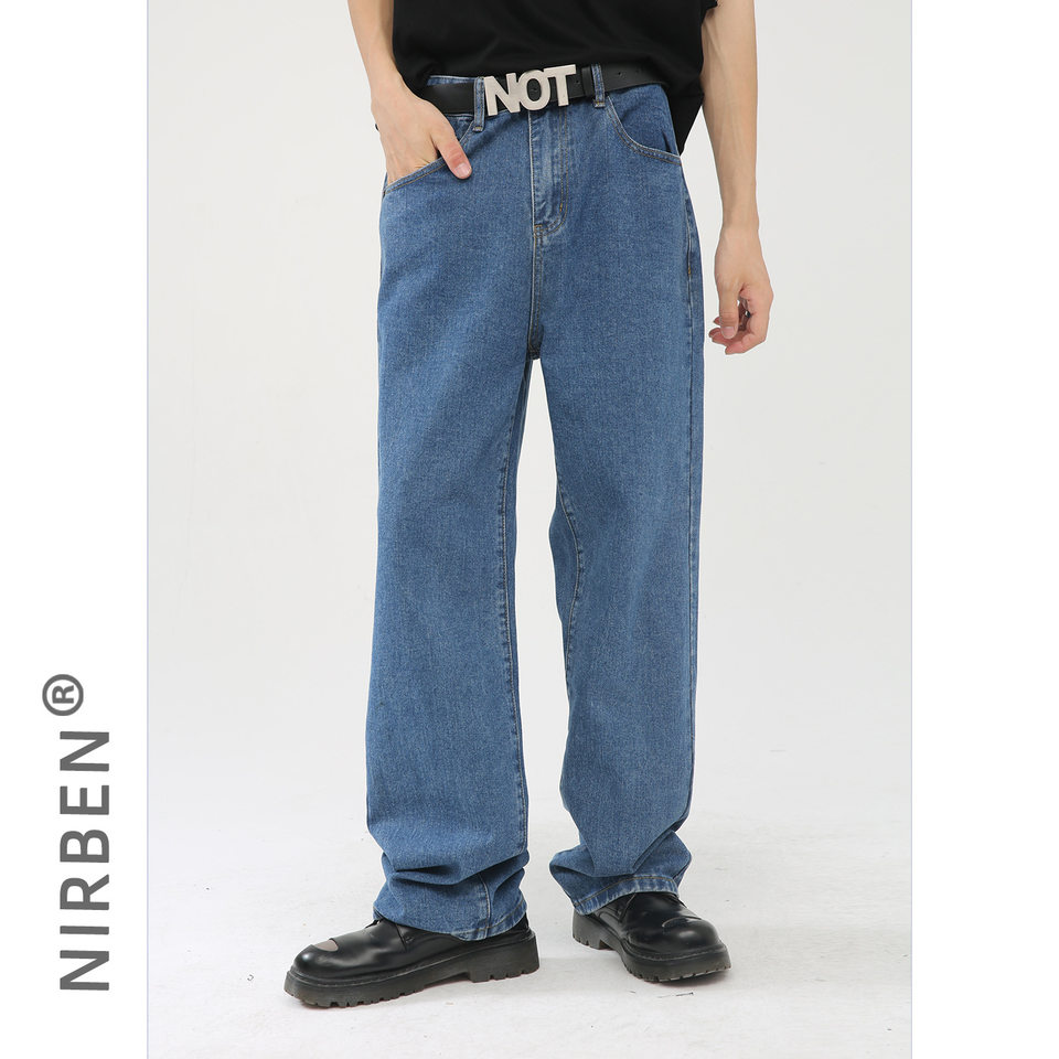 Quần jean nam ống rộng ống đứng dáng suông thoải mái phong cách Hàn Quốc — Xanh denim, Xanh lam đậm, Đen Xám
