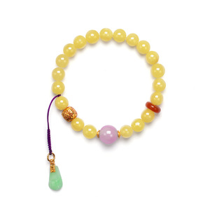 in stock natural Russian beeswax bracelet women's S925 sterling silver plated 18k gold purple spodumene jade bracelet factory