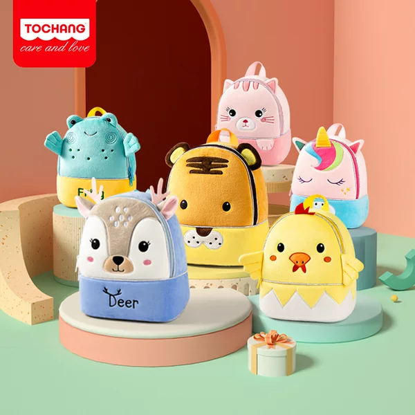 Hot sale cartoon animal children's backpack stall supply backpack kindergarten plush backpack children's bag in stock