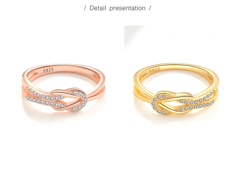 1 Piece Quantity 18K Gold Plated 925 Sterling Silver Zircon Knot Rings 925 Sterling Silver Rings