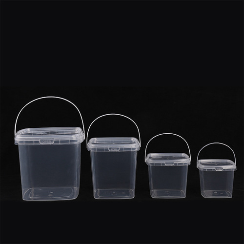 Sealed Bucket Food-Grade PP Plastic Transparent Handle Lid Disposable Milk Tea Bucket Small Bucket 25L Big White Bucket 5 Liter Jin