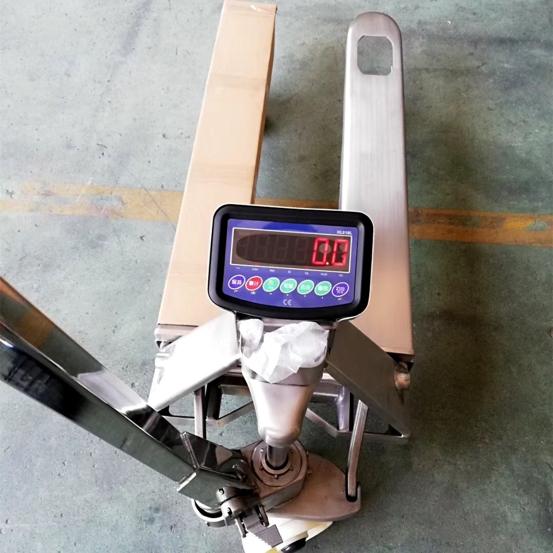 带RS232电子秤叉车，碳钢防爆1-3t液压搬运叉车秤，防爆称重地牛