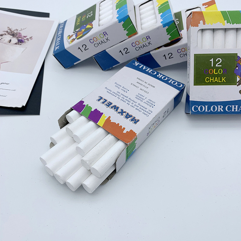 School teaching teacher blackboard utensils 12 pieces of white chalk children learn painting graffiti color white chalk