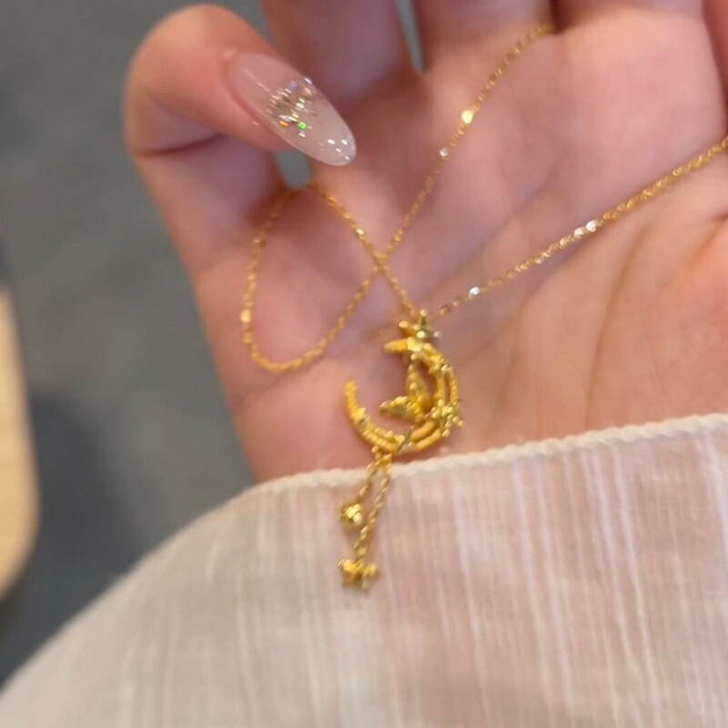 小众设计月亮蝴蝶流苏项链女轻奢高级感简约ins风百搭锁骨链配饰|undefined