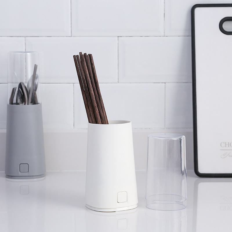 Caja de palillos con tapa a prueba de polvo Tubo de palillos japonés Drenaje de cocina Jaula de palillos Estante de plástico