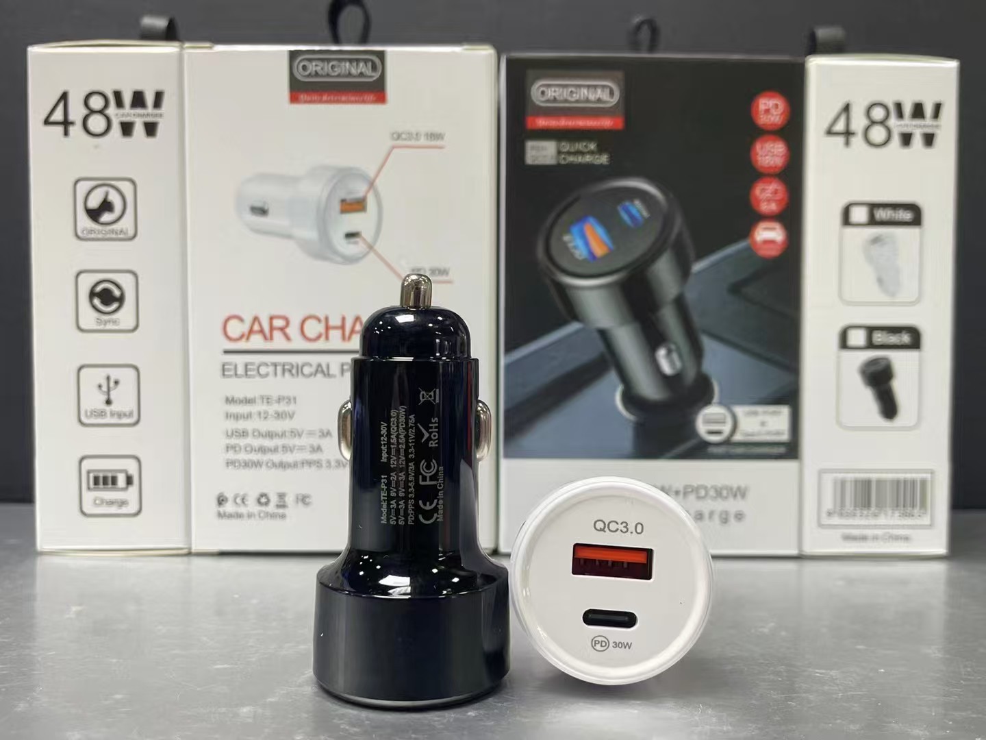 Cross-Border Exclusive Supply of 75W Car Charger A+C Dual-Port Car Phone Charger with Dual Fast Charging Usb+Pd Cigarette Lighter