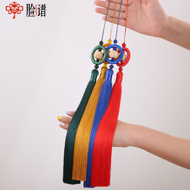 37cm Long Yellow Wood Carved Auspicious Lotus Tassel Earrings Large Tassel Pendant Sword Tassel Wholesale