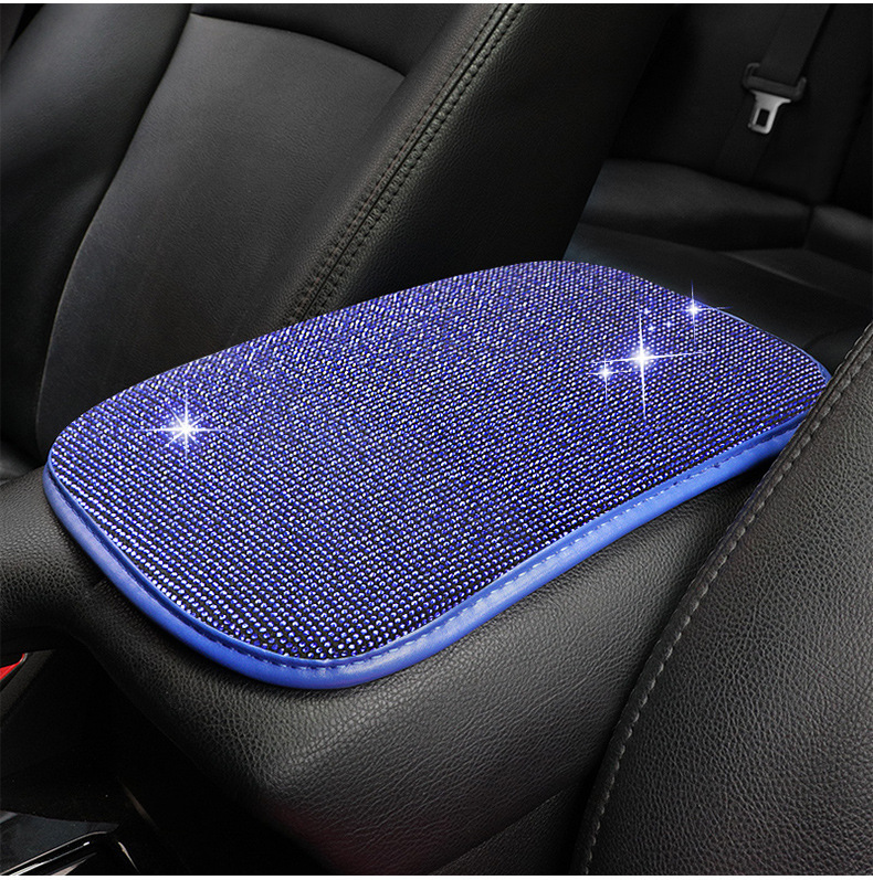 Cross-Border Car Interior Accessories, Diamond-Encrusted Car Armrest Box Mat, Creative Diamond-Encrusted Armrest Protective Cover, Hot-Drilled Diamond Armrest Pad