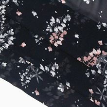 #2594 75D雪纺黑底小碎花朵印花布 现货服装连衣裙面料批发