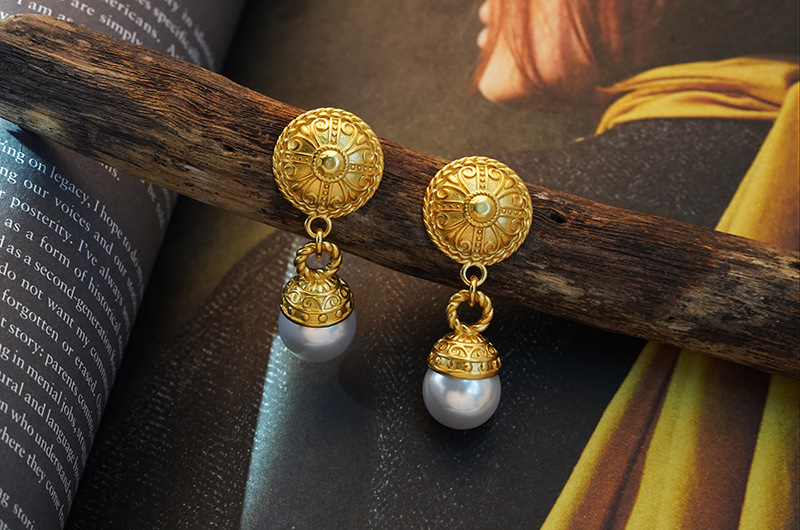 Vintage Style Water Droplets Pearl Copper Plating Drop Earrings 1 Pair