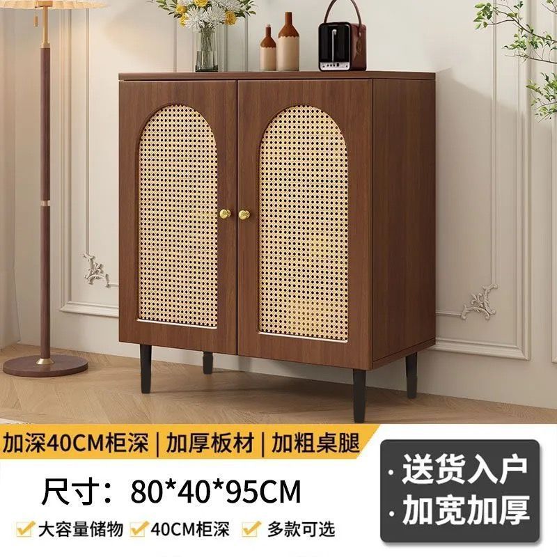 法式餐边柜现代简约藤编储物柜子家用餐厅茶水柜厨房收纳橱柜边柜|undefined