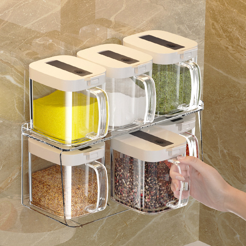 Seasoning Jar Set Combination Seasoning Box Kitchen Household Salt Jar Seasoning Bottle Jar Seasoning Bottle Storage Box Sugar Jar