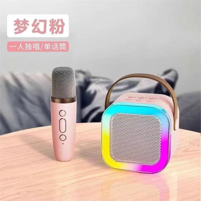 跨境音箱K12蓝牙音响户外便携小音箱K歌插卡无线话筒家庭KTV音响|undefined