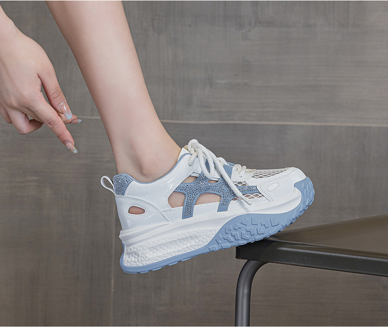 Giày sneaker chunky nữ đế dày mặt lưới thoáng khí phong cách thể thao — M2877 màu be, M2877 màu xanh lam, M2877 Màu tím chi tiết 17