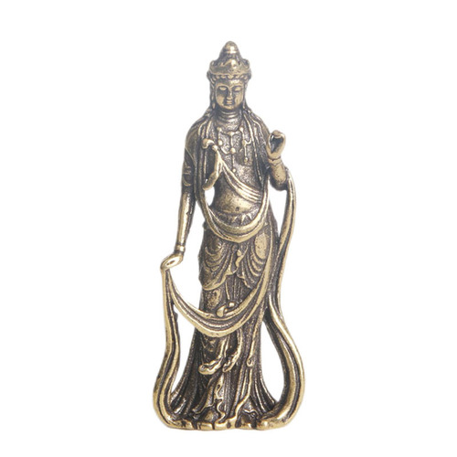 Pure Brass Mahasthamaprapta Bodhisattva Statue Desktop Ornaments Religious Guanyin Statue Worship Crafts Ornaments Old Bronze Wholesale