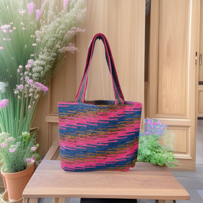 High-Quality Raffia Hand-Crocheted Tote Bag for Women, Summer Beach Handbag, Large-Capacity Beach Woven Bag