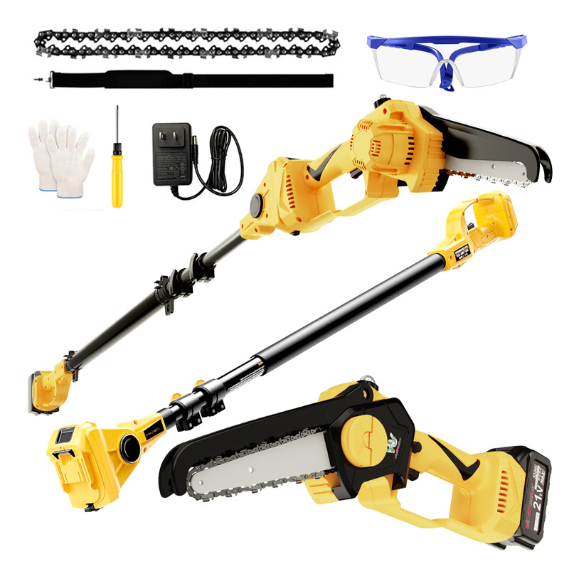 电动无刷锂电锯高枝杆直供伸缩加长杆园艺锂电锯高枝杆伸缩高杆锯