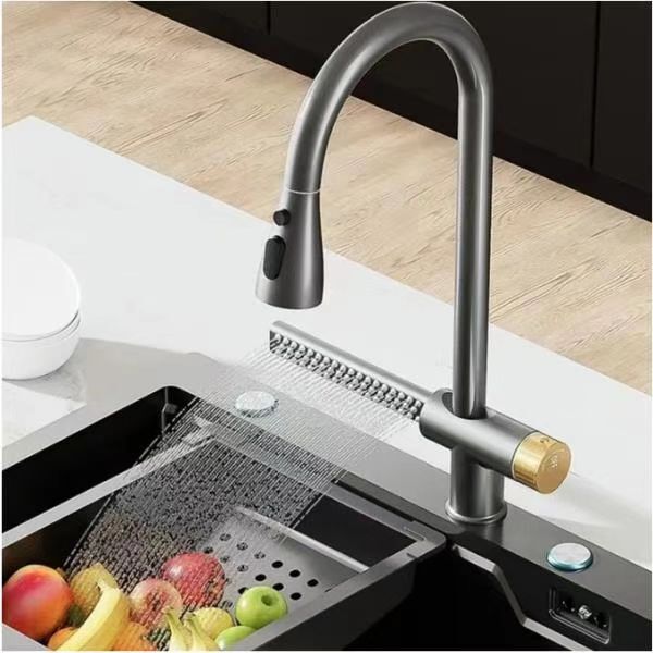 New copper rain faucet kitchen sink pumping faucet waterfall water rain faucet dish basin sink New copper rain faucet kitchen sink pumping faucet waterfall water rain faucet dish basin sink
