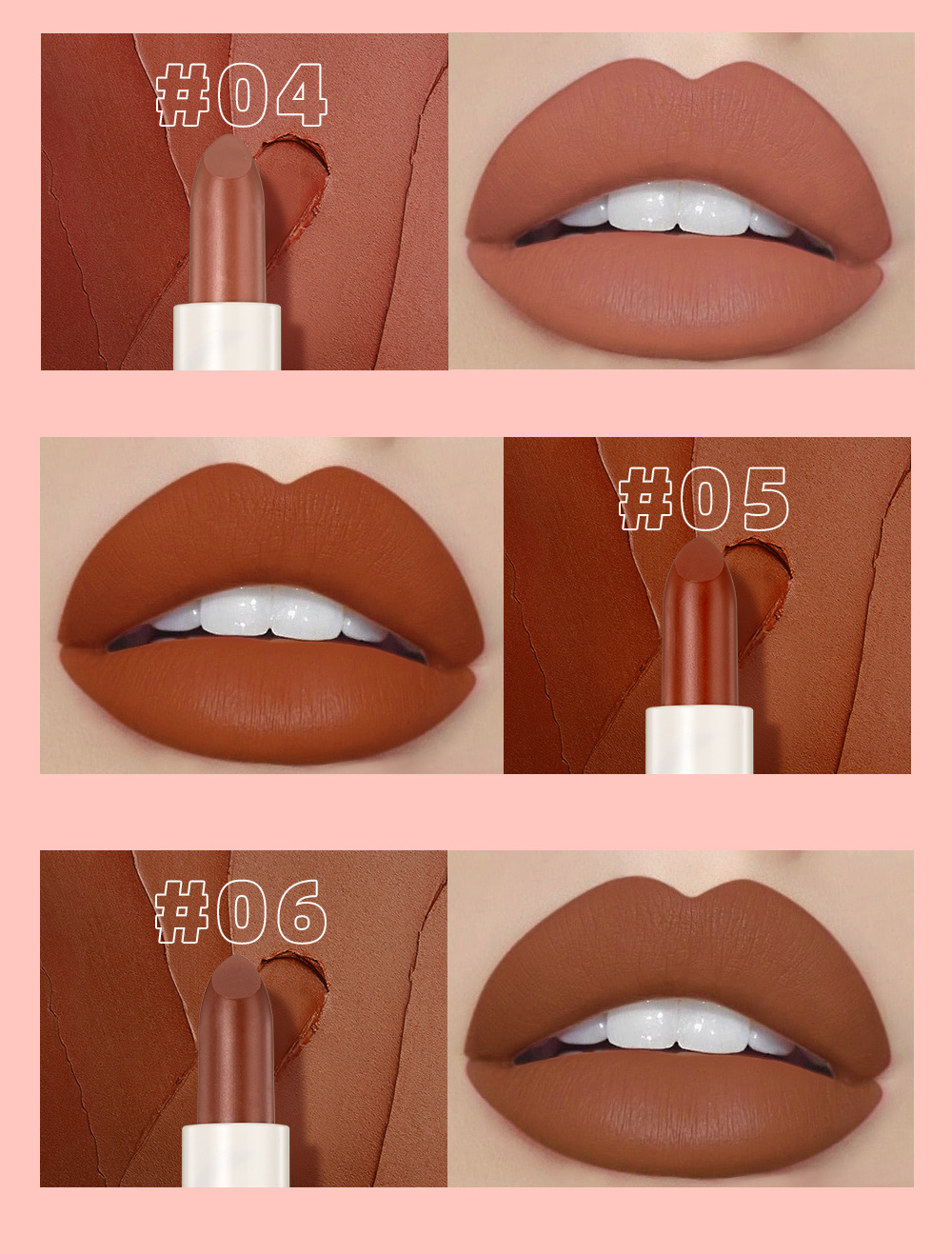 QIBEST Moisturizing matte new Color Lipstick has a velvety misty texture that is not easy to fade and lasts long. It is a cross-border nude color lipstick undefined